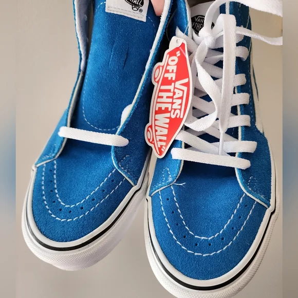 Vans Sk8-Hi Sneakers NWT Vibrant Blue Suede Canvas Skater Grunge 90s Vibes - Picture 3 of 5